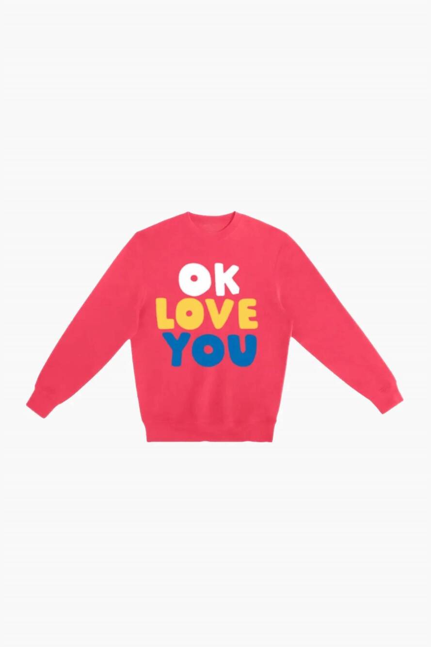 NEW CABANA CLUB CALIFORNIA women's ok love you crewneck tee in red